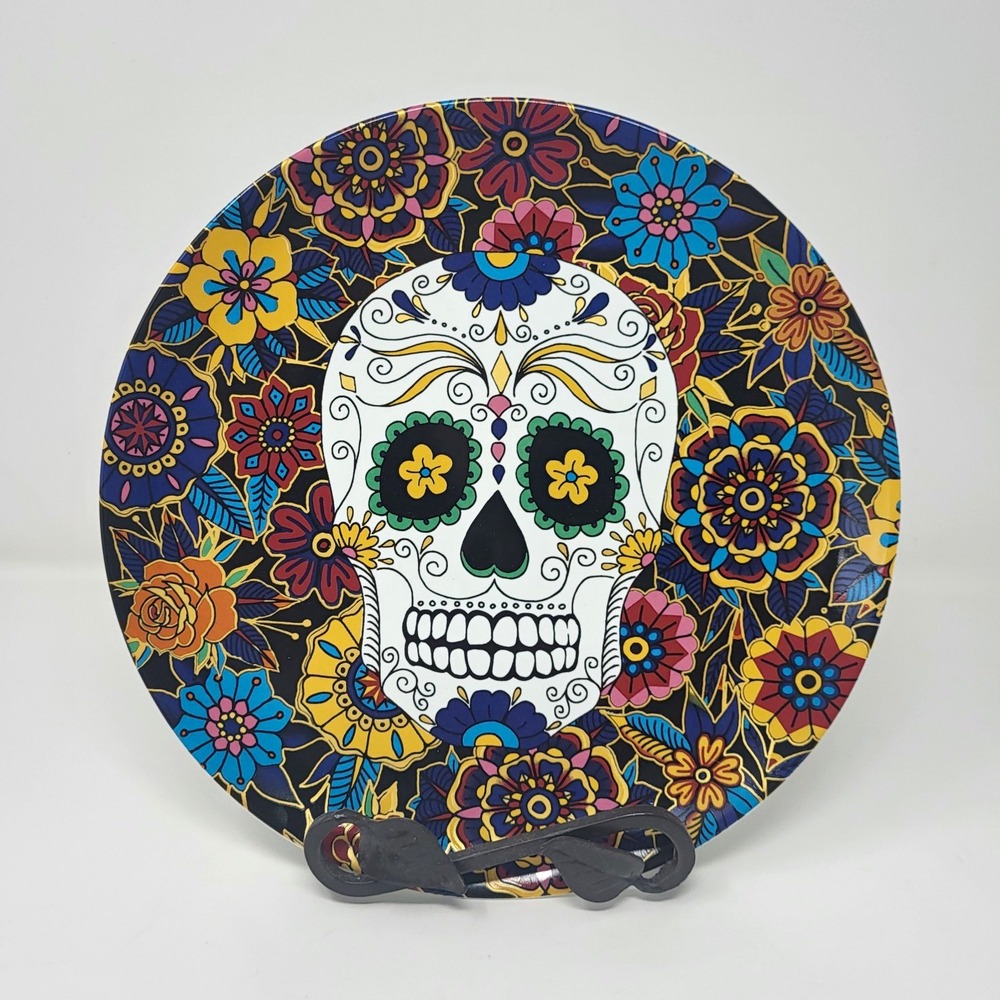 Williams-Sonoma Day of the Dead Skull Ceramic Dinner Plate 11" decor Halloween